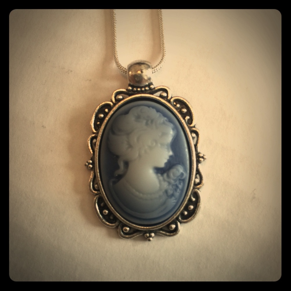 Blue Cameo Necklace